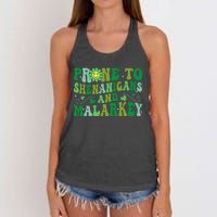 St. Patrick's Day Funny Prone To Shenanigans And Malarkey Women's Knotted Racerback Tank