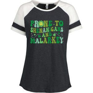 St. Patrick's Day Funny Prone To Shenanigans And Malarkey Enza Ladies Jersey Colorblock Tee