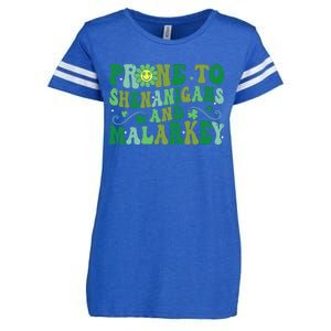 St. Patrick's Day Funny Prone To Shenanigans And Malarkey Enza Ladies Jersey Football T-Shirt