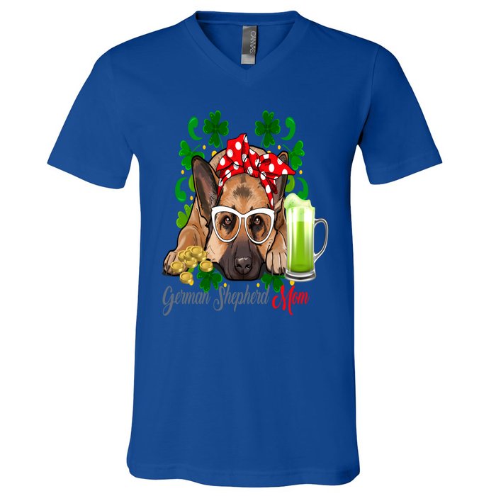 St Patrick's Day Irish Saint Patrick Shamrock Gsd Mom Funny Gift V-Neck T-Shirt