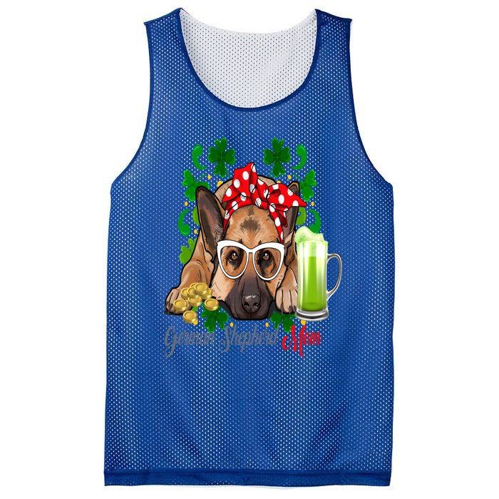 St Patrick's Day Irish Saint Patrick Shamrock Gsd Mom Funny Gift Mesh Reversible Basketball Jersey Tank