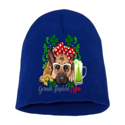 St Patrick's Day Irish Saint Patrick Shamrock Gsd Mom Funny Gift Short Acrylic Beanie