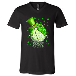 St Patricks Day Shamrock Basketball Irish V-Neck T-Shirt