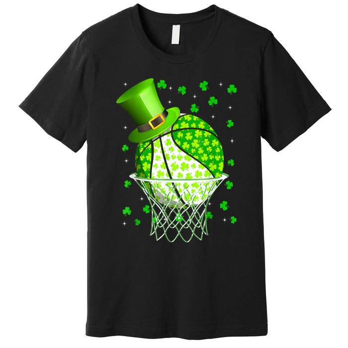 St Patricks Day Shamrock Basketball Irish Premium T-Shirt