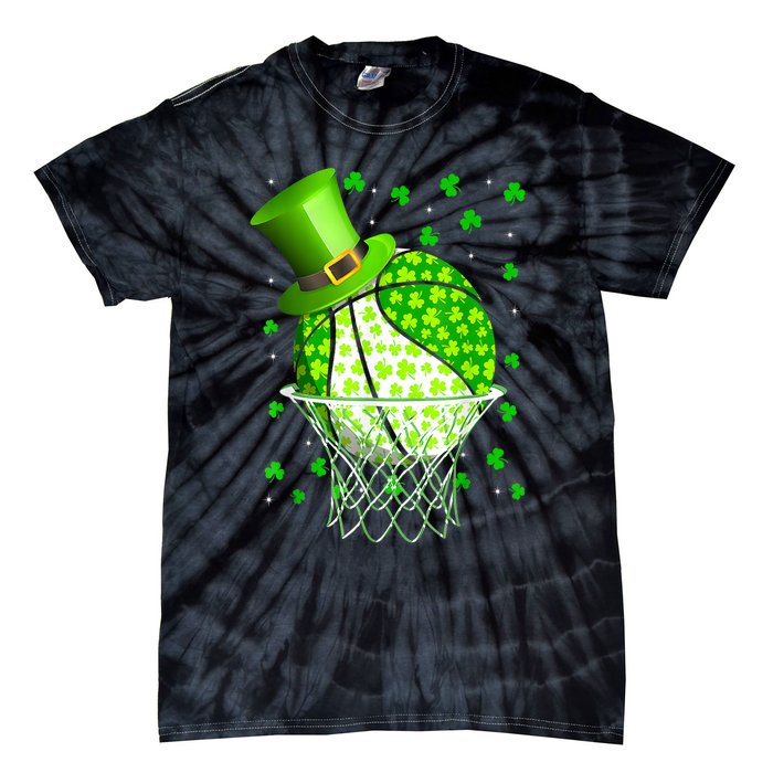 St Patricks Day Shamrock Basketball Irish Tie-Dye T-Shirt