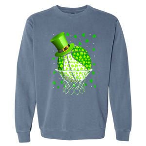 St Patricks Day Shamrock Basketball Irish Garment-Dyed Sweatshirt