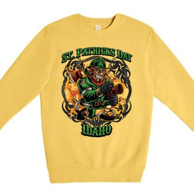 St Patrick's Day Idaho Irish American Heritage Firefighter Gift Premium Crewneck Sweatshirt