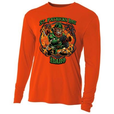 St Patrick's Day Idaho Irish American Heritage Firefighter Gift Cooling Performance Long Sleeve Crew