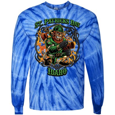 St Patrick's Day Idaho Irish American Heritage Firefighter Gift Tie-Dye Long Sleeve Shirt