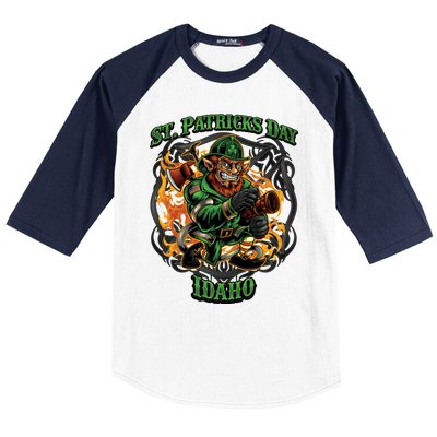 St Patrick's Day Idaho Irish American Heritage Firefighter Gift Baseball Sleeve Shirt