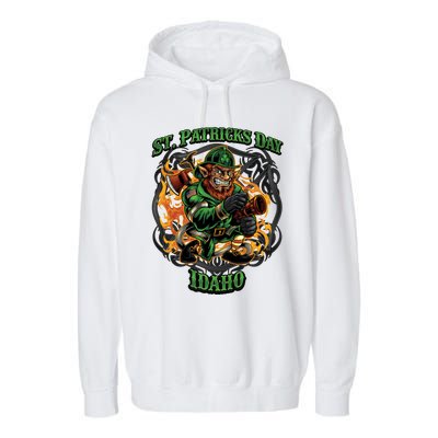 St Patrick's Day Idaho Irish American Heritage Firefighter Gift Garment-Dyed Fleece Hoodie