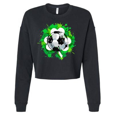 St Patrick's Day Soccer St Pattys Shamrock Cropped Pullover Crew