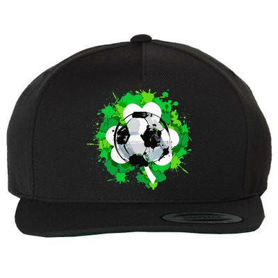 St Patrick's Day Soccer St Pattys Shamrock Wool Snapback Cap