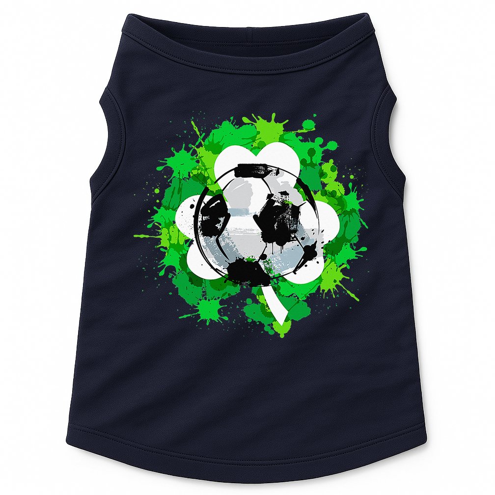 St Patrick's Day Soccer St Pattys Shamrock Doggie Tank