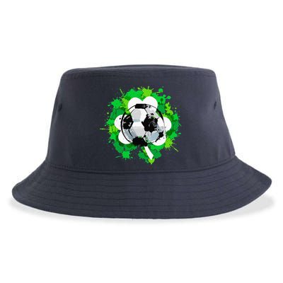 St Patrick's Day Soccer St Pattys Shamrock Sustainable Bucket Hat