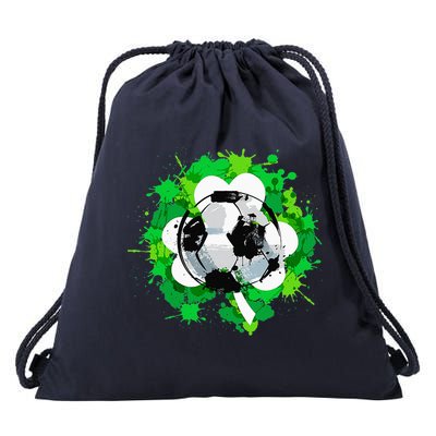 St Patrick's Day Soccer St Pattys Shamrock Drawstring Bag