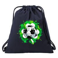 St Patrick's Day Soccer St Pattys Shamrock Drawstring Bag