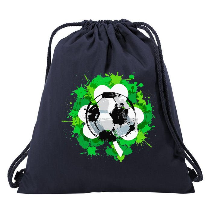 St Patrick's Day Soccer St Pattys Shamrock Drawstring Bag