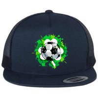 St Patrick's Day Soccer St Pattys Shamrock Flat Bill Trucker Hat