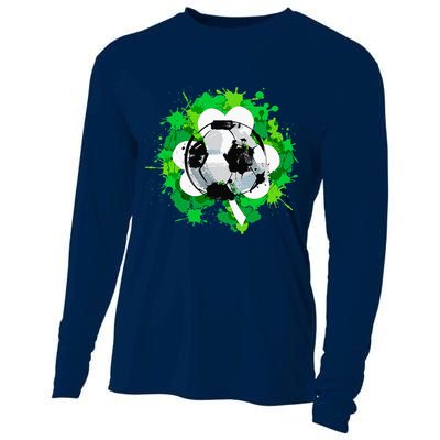 St Patrick's Day Soccer St Pattys Shamrock Cooling Performance Long Sleeve Crew