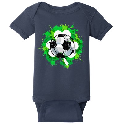 St Patrick's Day Soccer St Pattys Shamrock Baby Bodysuit