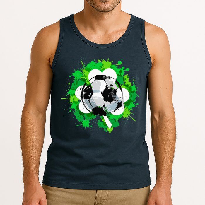 St Patrick's Day Soccer St Pattys Shamrock Tank Top