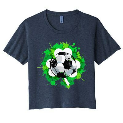 St Patrick's Day Soccer St Pattys Shamrock Crop Top