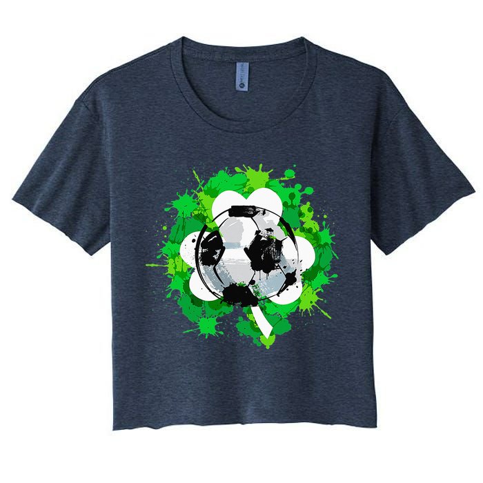St Patrick's Day Soccer St Pattys Shamrock Crop Top