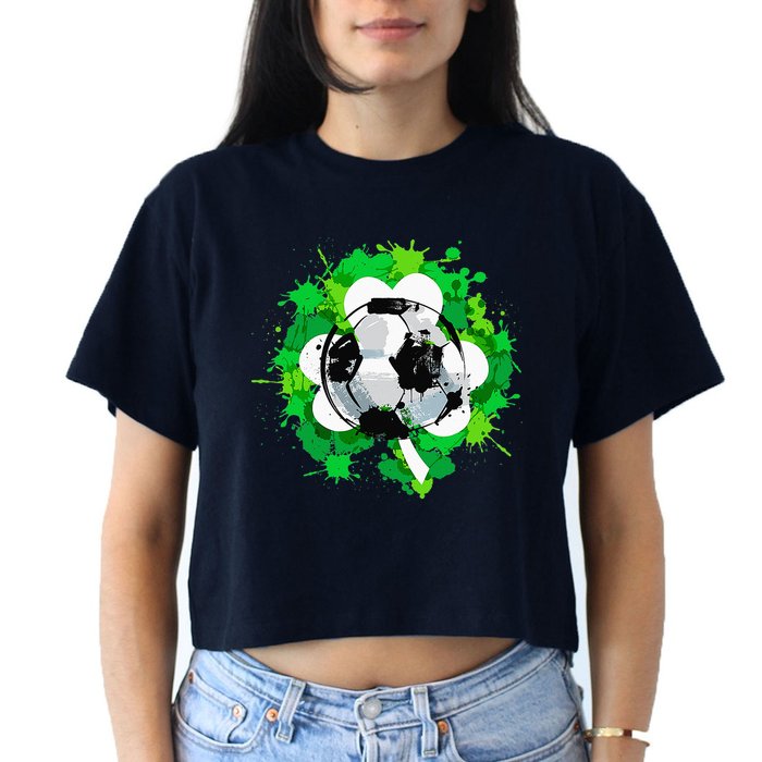 St Patrick's Day Soccer St Pattys Shamrock Crop Top