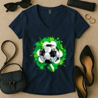 St Patrick's Day Soccer St Pattys Shamrock Women's V-Neck T-Shirt