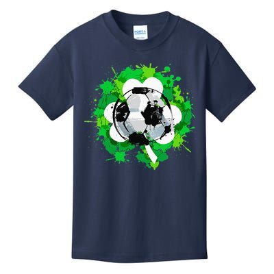 St Patrick's Day Soccer St Pattys Shamrock Kids T-Shirt