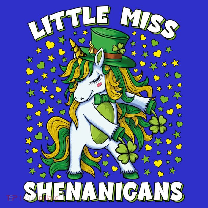 St Patricks Day Unicorn Little Miss Shenanigans Gift Button