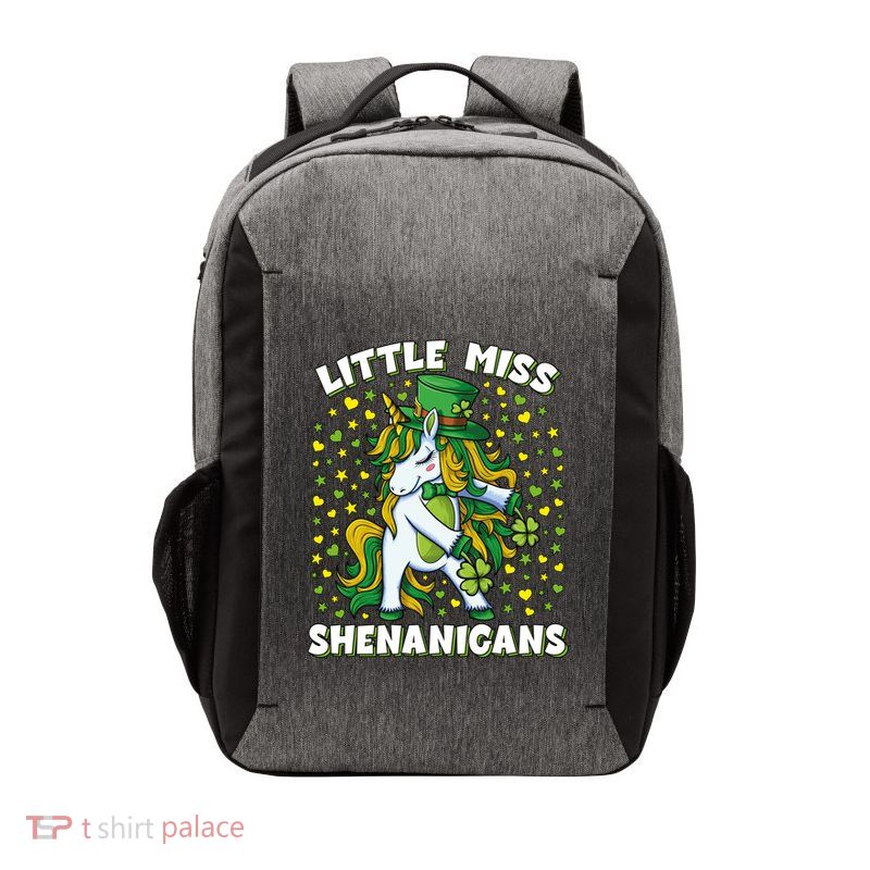 St Patricks Day Unicorn Little Miss Shenanigans Gift Vector Backpack