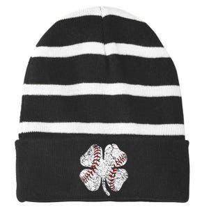 St Patricks Day Shamrock Baseball Saint Paddy's Striped Beanie with Solid Band