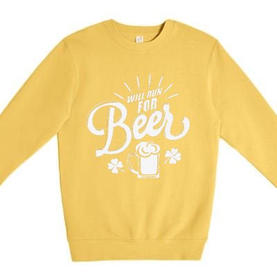 Saint Patrick's Day Will Run For Beer Running Premium Crewneck Sweatshirt