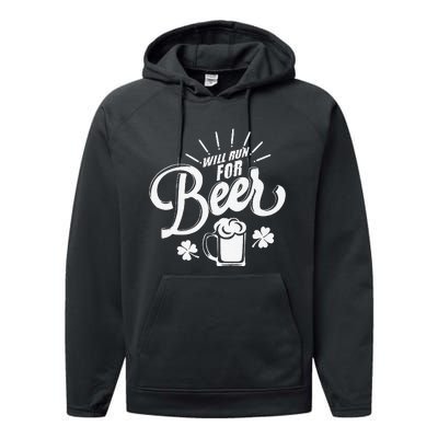 Saint Patrick's Day Will Run For Beer Running Performance Fleece Hoodie