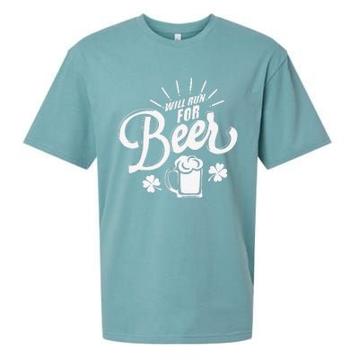 Saint Patrick's Day Will Run For Beer Running Sueded Cloud Jersey T-Shirt