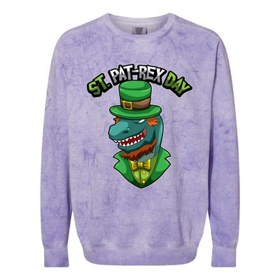 ST Patrex Day Funny Dinosaur Patrick Gift Colorblast Crewneck Sweatshirt