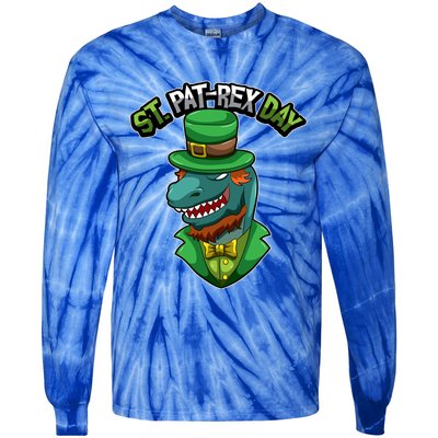 ST Patrex Day Funny Dinosaur Patrick Gift Tie-Dye Long Sleeve Shirt