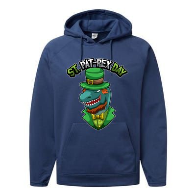 ST Patrex Day Funny Dinosaur Patrick Gift Performance Fleece Hoodie