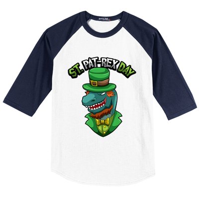 ST Patrex Day Funny Dinosaur Patrick Gift Baseball Sleeve Shirt