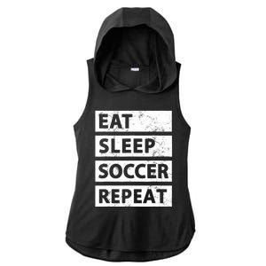 Soccer Player Eat Sleep Soccer Ladies PosiCharge Tri-Blend Wicking Draft Hoodie Tank