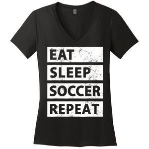 Soccer Player Eat Sleep Soccer Women's V-Neck T-Shirt