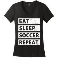 Soccer Player Eat Sleep Soccer Women's V-Neck T-Shirt