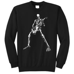 Skeleton Playing Electric Guitar Solo Halloween Rock Music Sweatshirt