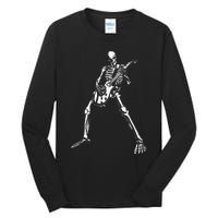 Skeleton Playing Electric Guitar Solo Halloween Rock Music Tall Long Sleeve T-Shirt