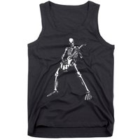 Skeleton Playing Electric Guitar Solo Halloween Rock Music Tank Top