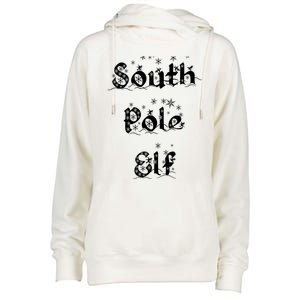 South Pole Elf Funny Novelty Christmas Snowflake Adult Humor Great Gift Womens Funnel Neck Pullover Hood