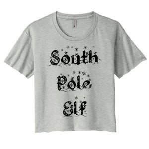 South Pole Elf Funny Novelty Christmas Snowflake Adult Humor Great Gift Women's Crop Top Tee