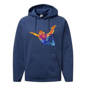 Skydiving Parachutust Extreme Sport Performance Fleece Hoodie